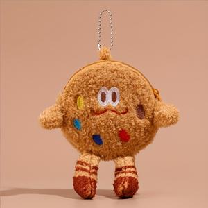 TEMU 1개 귀여운 쿠키 모양 플러시 코인 파우치, 독특한 캐릭터 디자인 키체인 이어폰 케이스, 귀여운 쿠키형 수납 가방