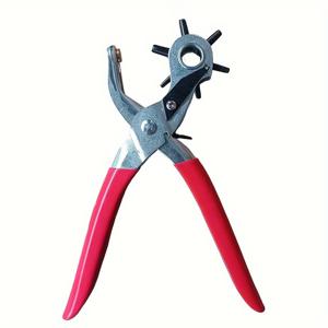 TEMU 1개 헤비듀티 인조 가죽 펀치 도구 - 6단 조절 가능한 구멍 크기, 벨트·지갑·가방 제작용 전문가용 펀칭 머신, 에르고노믹 그립 핸들, 내구성 강화 금속 구조, 정밀 펀칭 및 지갑 만들기 공구
