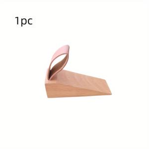 TEMU 1개 강화된 목재 문 정지기, 미끄럼 방지 바닥 블레이드, 광택 메탈 마감, 문 밑 설치, 흔들림 및 충돌 방지용 간격 차단기, 부드러운 작동을 위한 견고한 삼각형 디자인과 스트랩, 가정 또는 사무실 사용에 이상적, 문 정지기 벽 보호대