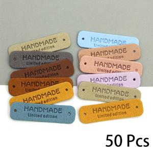 TEMU 50팩 인조 가죽 핸드메이드 라벨, DIY 뜨개질, 크로셰트 및 공예 액세서리를 위한 한정판 세우기 태그