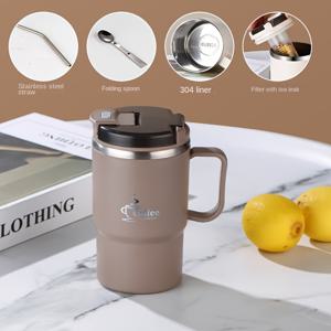 TEMU 550ML 대용량 304 스테인레스 스틸 머그 티 필터 이중층 방열 사무실 마시는 컵 고가의 선물 컵