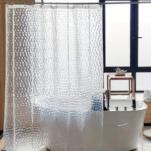 TEMU 투명 큐빅 블록 3D 패턴 PEVA 욕실 장식, 욕실·주방·거실 및 야외 사용 가능 벽 장식 샤워 커튼, 후크 포함 가정용 샤워 커튼, 문 커튼