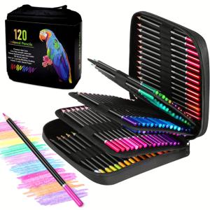 TEMU Brutfuner 72/120-Color 오일기반 색연필 세트 보관 가방, 컬러 리드 아트 크레용, 전문 아트 용도로 적합