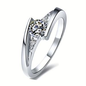TEMU 여성을 위한 우아한 빈티지 스타일의 약혼 반지, 0.5 CT 라운드 컷 합성 자이콘과 6개 프론트 설정, 구리, 일상 착용 및 결혼식에 적합, 데이 선물 - 1개