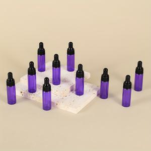 TEMU 10개 팩 5ml 보라색 유리 드로퍼 병 에센셜 오일, 향수 샘플 유리 피펫 분배기 및 검은색 나사 캡 포함 - 무알코올, 손세척만 가능, 둥근 모양