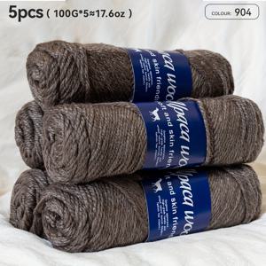 TEMU 5pcs 알파카 양털 세트 - 손뜨개, 크로셰 블랭킷, 모자, 스카프 및 코트용 부드럽고 내구성이 뛰어난 100% 순 알파카 섬, 청소하기 쉽고 DIY 공예에 이상적입니다.