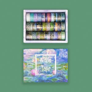 TEMU 모네 영감 와시 테이프 세트, 27롤 - 스크랩북, DIY 공예 및 선물 포장용 장식용 종이 테이프