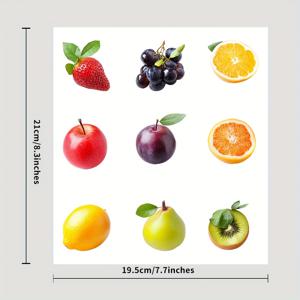 TEMU 9pcs 맛있는 과일 UV DTF 전달 비닐 스티커 - 물병, 컵, 노트북, 휴대폰 및 기타 부드러운 표면을 위한 디자인 | 파티 및 가정 장식에 이상적입니다. 방수, 긁힘 방지, 자외선 차단 및 자체 접착성