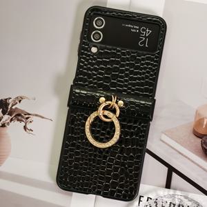 TEMU 고광택 악어 프린트 레트로 인조 가죽과 인조 도금 핑거 버클 패션 폰 커버 삼성 갤럭시 Z 플립 6, Z 플립 5, Z 플립 4, Z 플립 3 5G 접이식 모바일 폰 보호 케이스