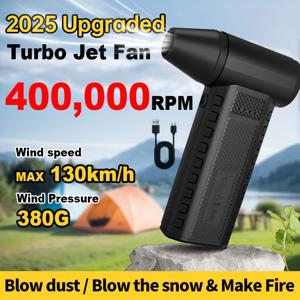 TEMU 새로운 브러시리스 모터 터보제트 팬, 400000 RPM 고속 터보 쿨링 에어 드라이어, 4단계 속도 조절, 380G, 자동차 먼지 제거, 자동차 윈드실드 눈 제거, 컴퓨터 케이스 청소, 4000mAh*2 충전식 배터리, 탈착식 허리케인 노즐, 수납 가방 포함 - 쿨 블랙