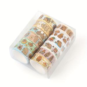 TEMU 카피바라 와시 테이프 12롤, 카피바라 핸드 계정 비디오 테이프 DIY 핸드 계정 장식 스티커 선물 포장