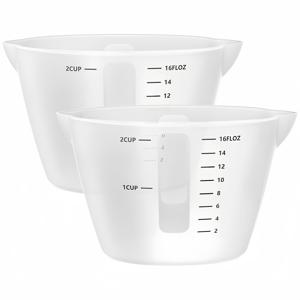 TEMU 실리콘 레진 캐스팅 몰드 도구 세트, 500ml 대형 실리콘 계량컵 2개, 에폭시용 혼합 및 주입 컵, 재사용 가능한 크래프트 계량컵, 16온스, 2개 세트