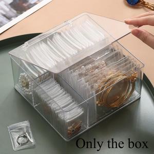 TEMU 브라이아트 3-in-1 아크릴 주얼리 오거나이저, 60개 투명 가방 포함 - 귀걸이, 반지, 목걸이, 팔찌용 여행 친화적 분할 수납함 - 내구성 있는 화이트 아크릴 케이스, 홈 & 여행용 정리 필수품, 선명한 뷰 디자인|링귀걸이