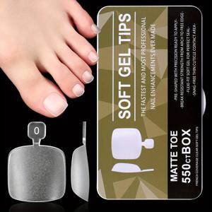 TEMU 550개 매트 & 광택 프로스트 프레스온 발톱 팁 - 짧은 사각형 인조 네일, 투명 DIY 네일 스티커 홈 마니큐어용, 내구성 있고 쉬운 적용, 네일 기술 용품