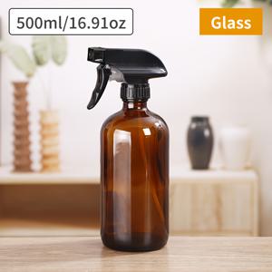 TEMU 1pc 대용량 유리 스프레이 병 500ml/16.9oz - 블랙 트리거가 있는 재사용 가능한 미세 미스트 스프레이어, PVC 프리, 식물, 청소, 헤어, 여행 및 가정용으로 이상적, 식물 스프레이어, 투명 용기