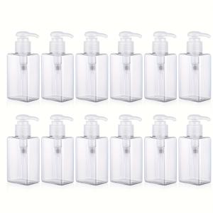 TEMU 12개입 100ml/3.4oz 펌프 병 미니 여행용 디스펜서 컨테이너 플라스틱 펌프 로션 디스펜서 빈 사각형 여행 팩 세면도구(투명 핑크)
