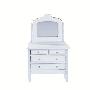 TEMU 1:12 스케일 미니어처 화이트 우드 드레싱 테이블, 거울 및 서랍 포함 - 인형의 집, 홈 데코, 새해 선물용 매력적인 시뮬레이션 가구 조각