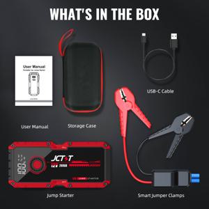 TEMU JCTST 2000A 휴대용 USB-C 자동차 배터리 점프 스타터 - 12V/24V 부스트, 디지털 디스플레이, 빠른 충전, 죽은 배터리 비상 상황용紧凑형 디자인, 리튬-폴리머 배터리, 절연 소재, 자동 시작/정지 기능