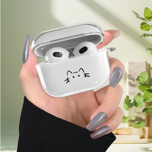 TEMU 귀여운 고양이 디자인의 에어팟 케이스 - 투명 플라스틱, 에어팟 4, 3, 2, 프로 2 및 프로에 완벽 - 친구, 가족, 여자 친구, 남자 친구에게 이상적인 선물, 에어팟 보관용|재미있는 액세서리|내구성 있는 플라스틱