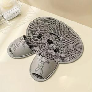 TEMU 1pc 실리콘 토끼 모양 샤워 매트, 백 스크러버 포함 - 미끄럼 방지, 엑스폴리에이션 발 및 몸 마사지 패드, 욕실에 적합