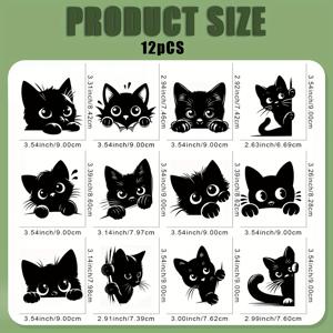 TEMU 12pcs 귀여운 피킹 고양이 아이언 온 전이 스티커, DTF 세탁 가능한 열전이 디자인, 티셔츠, 마스크, 청바지, 배낭 - DIY 패션 장식, 다양한 표현적인 고양이 포즈, 의류 장식|재미있는 고양이 디자인|내구성 있는 플라스틱 재료