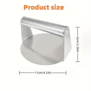 TEMU 1pc 스테인레스 스틸 버거 프레스 - 15.24cm 비스듬한 햄버거 패티 메이커, 완벽한 소고기 버거, 슬라이더, 스테이크 | 편안한 손잡이 및 균일한 고기 압착 | 이상적인 바베큐 주방 도구, 버거 패티 메이킹