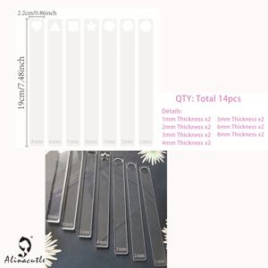 TEMU ALINACUTLE 1Set/14pcs 알바나 컷 7 사이즈 아크릴 폴리머 클레이 깊이 가이드 세트, 폴리머 클레이 두께-귀걸이 수제 보조 도구 DIY 폴리머 클레이 도구, 측정 도우 클레이 스트립 두께 규칙