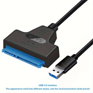 TEMU 2.5인치 HDD/SSD용 고속 USB 3.0 to SATA III 어댑터 케이블 - 블랙, UASP 호환, 간편한 플러그 앤 플레이 설치, 데이터 전송 및 저장 확장 지원, SATA에서 USB로
