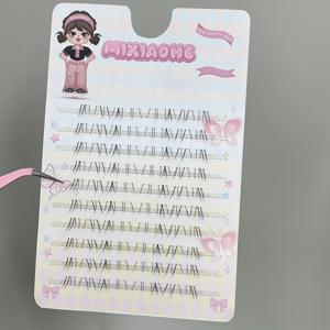 TEMU 미샤오헤 클래식 오일 페인팅 느낌 속눈썹 카툰 자연스러운 싱글 클러스터 80쌍 DIY 리얼리스틱 인조속눈썹, 다양한 축제 및 공연에 적합