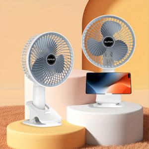 TEMU 데스크탑 미니 팬, USB 휴대용 클립온 선풍기, 조용한 침대 옆 탁상형 팬, 세단계 풍속 조절 가능한 손잡이 고풍력, 여름 시원함의 기적