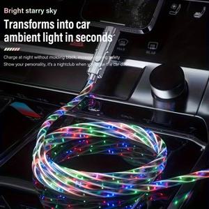 TEMU 새로운 별빛 하늘 RGB LED USB Type-C to Type-C to Lightning 및 4 in 1 고속 충전 케이블 for iphone 16 15 14 Xiaomi for samsung HUAWEI