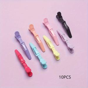 TEMU 10개 캔디 컬러 크로커다일 클립 - 민소가스틱 덕빌 헤어클립, 앞머리 & 섹셔닝용 핫 컴브드 헤어, 혼합 파스텔 색상 (핑크, 블루, 옐로우, 라벤더), 여성용 내구성 있는 플라스틱 헤어 액세서리, 슬림 디자인, 튼튼한 그립, 패션 애호가를 위한 크로커다일 머리핀