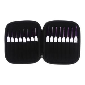 TEMU 16pcs 꽃 프린트 단일 포인팅 크로셰 후크 세트 ABS 플라스틱 손잡이 포함 - 저장 가방 포함, 뜨개질 및 DIY 공예에 이상적, 공예 용품|꽃 디자인| 내구성 있는 손잡이