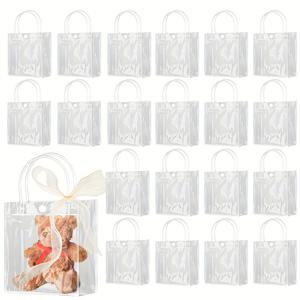 TEMU 30개 25*25*9cm 투명 PVC 손잡이 있는 선물용 가방 - 결혼식, 생일, 은퇴 기념일, 크리스마스, 할로윈, 추수감사절 파티 용품 포장에 적합한 재사용 가능한 미니 쇼핑백