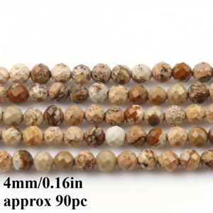 TEMU 천연 픽처 재스퍼 스톤 비즈 2/3/4mm 컷팅 라운드 루스 비즈 - 어시 브라운, 화이트 & 마블 패턴 - DIY 주얼리 만들기용 팔찌, 목걸이, 참 제작 - 독특한 천연 무늬, 내구성 있는 공예 액세서리, 천연석 비즈, 매력적인 디자인, 폴리쉬드 표면
