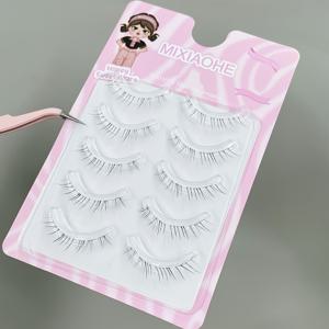 TEMU MIXIAOHE 자연스러운 컬 눈썹 - 5 쌍, 투명 줄기, 6-9mm 길이, 재사용 가능 및 초보자에게 적합, 일상 메이크업에 완벽, 일상 눈썹 | 자연스러운 컬 눈썹 | 재사용 가능 눈썹