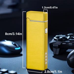 TEMU 1 USB 충전식 전자 라이터 - 터치 스위치, 플라즈마 듀얼 아크 라이터, 방풍 금속 점화 라이터, 듀얼 아크 플레임리스, 휴대용, 야외 생존, 캠핑, 여행 및 비상 상황에 적합, 야외 안전 장비|캠핑용품
