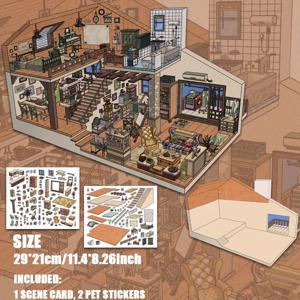 TEMU 빈티지 자동차 수리 공장 장면 스티커 - DIY 노트북, 노트북, 물병용 레트로 미국 스타일 장식 스티커 - 만화 스타일 광택 마감, 재사용 가능하고 쉽게 적용할 수 있음, 자동차 스티커, 노트북 장식, 비정형 모양, 미리 붙인 접착제|빈티지샵