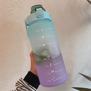 TEMU 대용량 물병, 빨대 및 손잡이가 있는, 누출 방지, 휴대용, 내구성이 뛰어난 PC 재질, 재미있는 시간 표시기 디자인, 스포츠 및 야외 활동에 이상적, 데이, 부활절, 여성의 날, 어머니의 날 선물에 적합 - 파란색