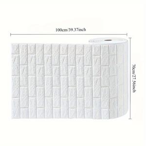 TEMU 1롤 화이트 XPE 폼 벽돌 벽지 스티커, 폭 70cm 길이 1.0m, 자체 접착 방수 및 벽 장식용, 불규칙한 벽돌 패턴 벽 스티커, 홈 , 매달리는 장식 타일, 직사각형 재료 모던