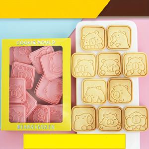 TEMU 카피바라 쿠키 커터 세트 10개입, 아바타 이모티콘 쿠키 및 퐁당 베이킹 몰드, 소프트 캔디 베이킹 몰드