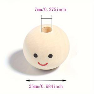 TEMU 30/25/20개 인형 나무 구슬, 인형 머리 웃는 얼굴 나무 구슬