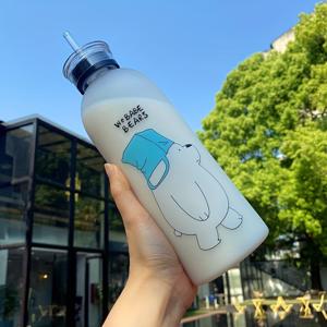 TEMU 외출용 스포츠 및 피트니스에 완벽한, 33.81oz 휴대용 산뜻한 만화 곰 물병과 빨대 1개