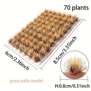 TEMU 70개/박스, 플라스틱 식물 모델, 기차 풍경용 미니어처 인공 잔디 클러스터, 약 0.8cm 높이의 철도 장식용 소형 조경용