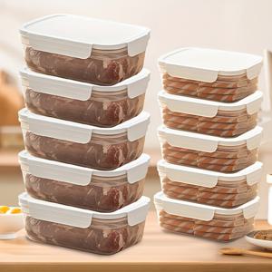 TEMU 10개 스택 가능한 식품 보관 용기, 28.74oz/47.34oz - 누출 방지, 전자레인지 안전, 냉장고 및 야외 사용을 위한 쉬운 청소 플라스틱 용기, 냉동 고기 보관에 이상적, 야외 요리 필수품|스택 가능한 용기|내구성 있는 플라스틱|냉장고|전자레인지