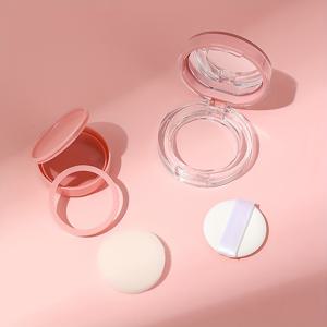 TEMU 핑크 미니 쿠션 폼 패드 & 파우더 퍼프 - 여행용 리필 가능한 뷰티 오거나이저, DIY 파운데이션 & BB 크림 보관함, 위생적인 플립탑 디자인|파우치|케이스|화장품정리함