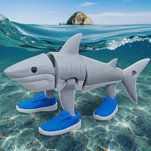 TEMU 멀티컬러 3D 프린팅 트랄라레로 트랄라 상어 신발 조각상 - 침실, 거실, 사무실용 재미있는 플라스틱 장식품, 휴일 선물, 전기 불필요, 유머러스 디자인, 섬세한 텍스처