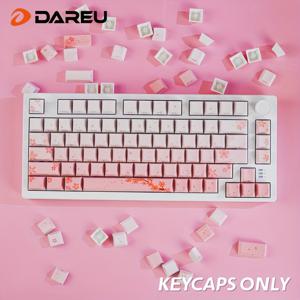TEMU 다레우 벚꽃 PBT 키캡 104개 세트, 예술 스타일 측면 인쇄, OEM 프로필, 고품질 염색 승화 디자인, 기계식 키보드용, 61/63/64/68/81/82/84/87/89/96/97/98/99/100/104 레이아웃과 호환 - 귀여운 핑크 사쿠라 테마