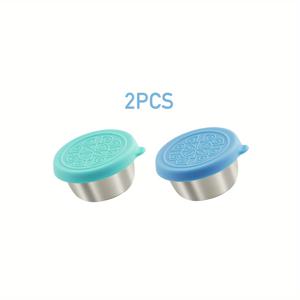 TEMU 2/4/8개 샐러드 드레싱 용기, 1.7oz 304 스테인리스 소스 컵 및 누수 방지 실리콘 뚜껑, 재사용 가능한 조미료 용기, 점심 상자/직장/학교/피크닉/여행용 작은 소스 컨테이너 세트, 개학 벤토 액세서리