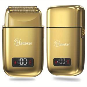 TEMU Hatteker 남성용 메탈리 쉐이버 LCD 면도기, USB 충전식 전기 면도기, HATTEKER